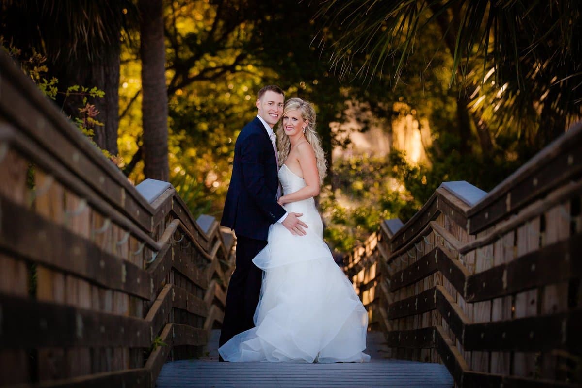 Bride and groom at Hilton Head Omni Hotel wedding by Sylvia Schutz