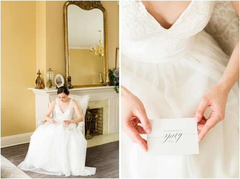 Groom reads sweet love note before ceremony at Columbia SC wedding