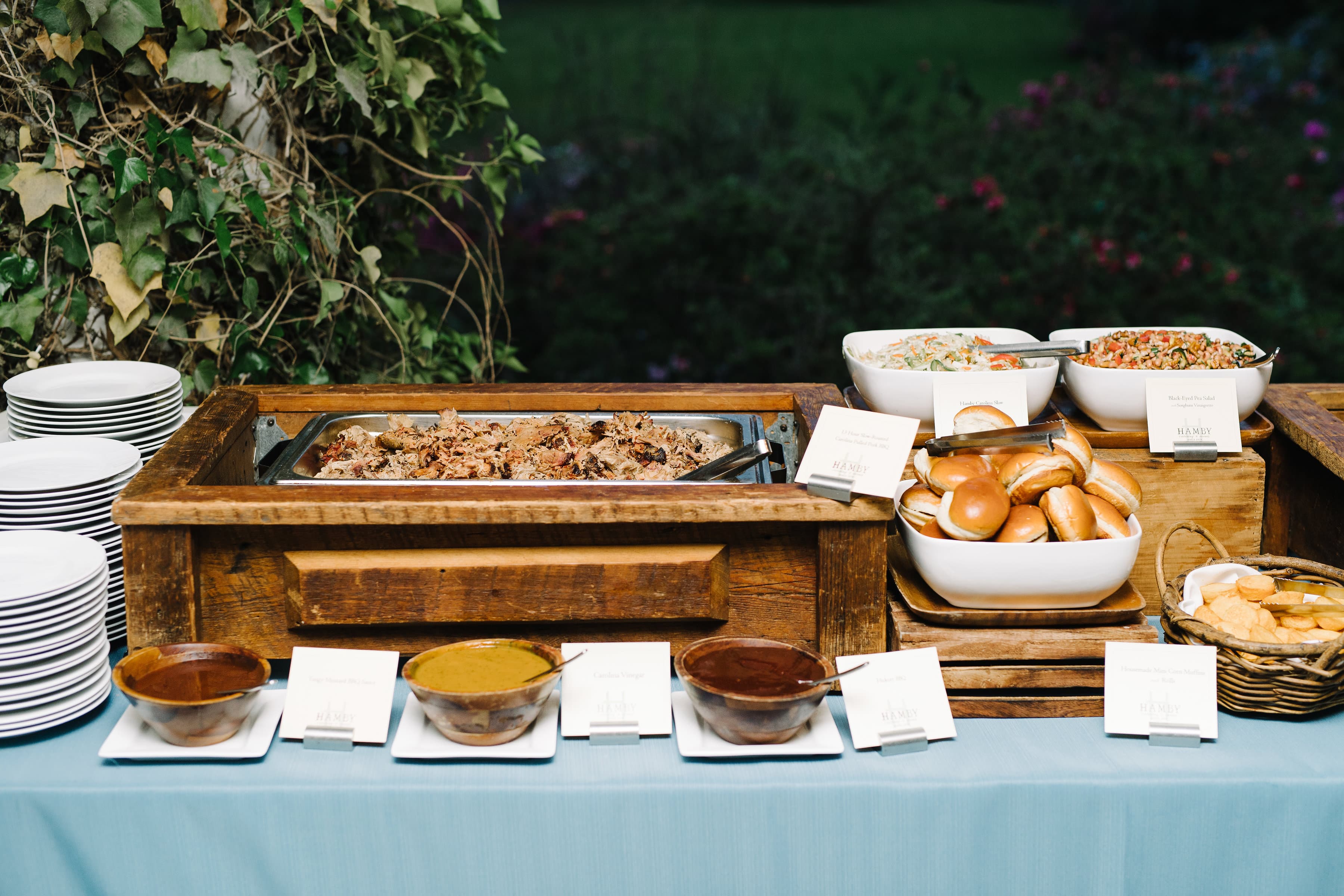 Hamby Catering & Events - Buffet selections arranged for catered celebrations