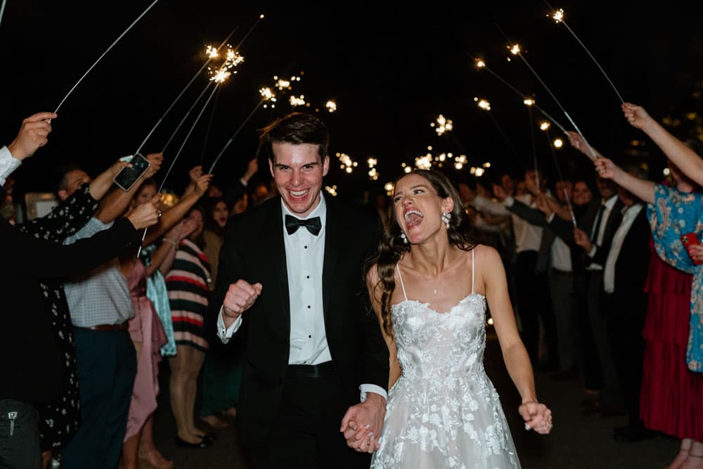 Sparkler exit at Columbia South Carolina wedding by Emily Veinberg Photography