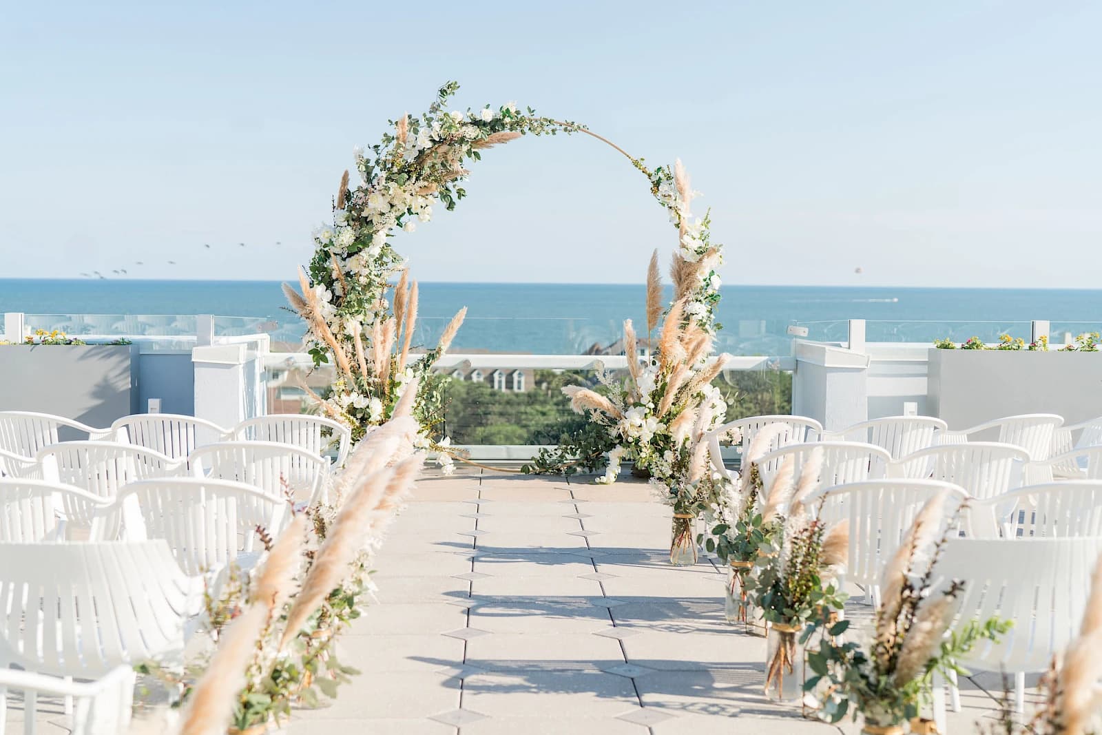 Rooftop ocean view ceremony venue at Wild Dunes Sweetgrass Inn