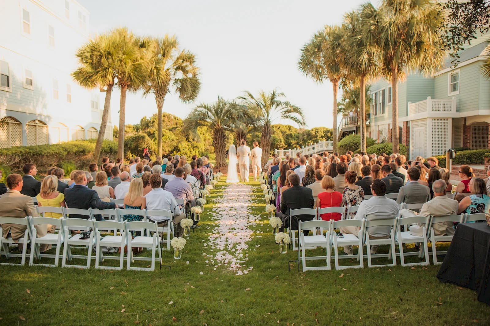 Outdoor ceremony on the Croquet Lawns at Wild Dunes Resort
