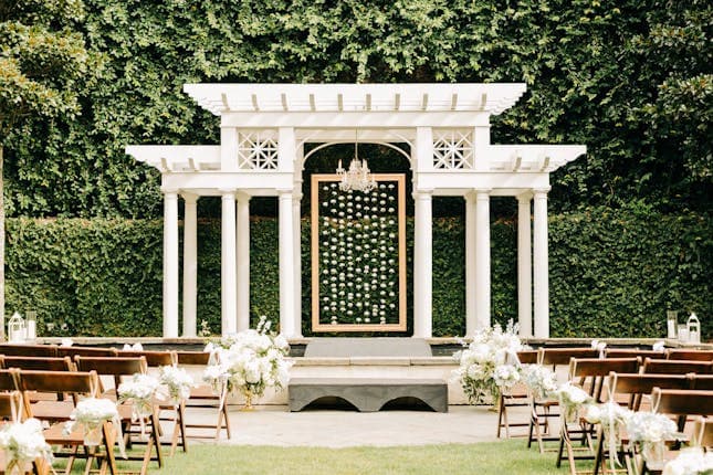 Wedding ceremony at William Aiken House courtyard