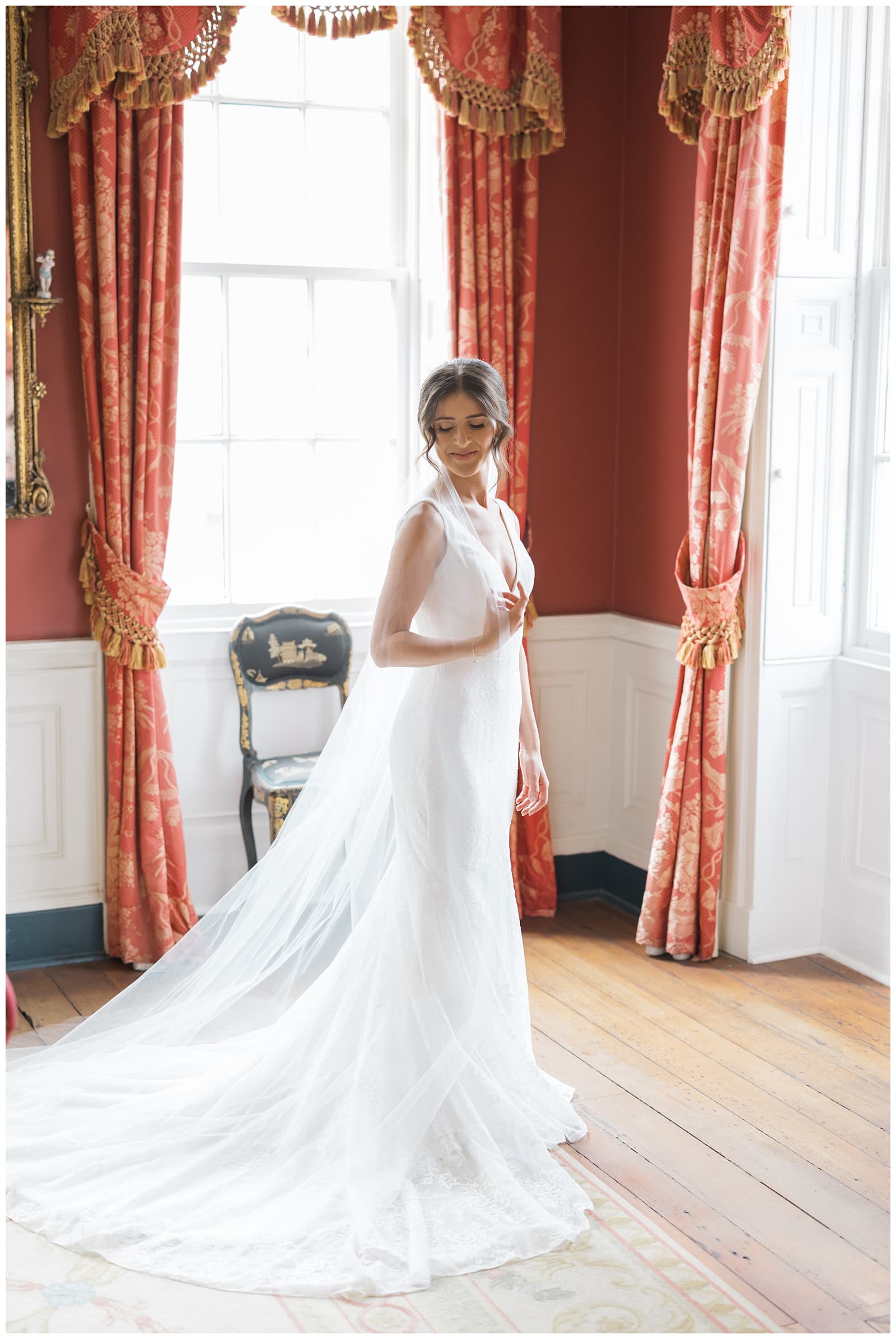 Bridal portraits at William Aiken House lush gardens