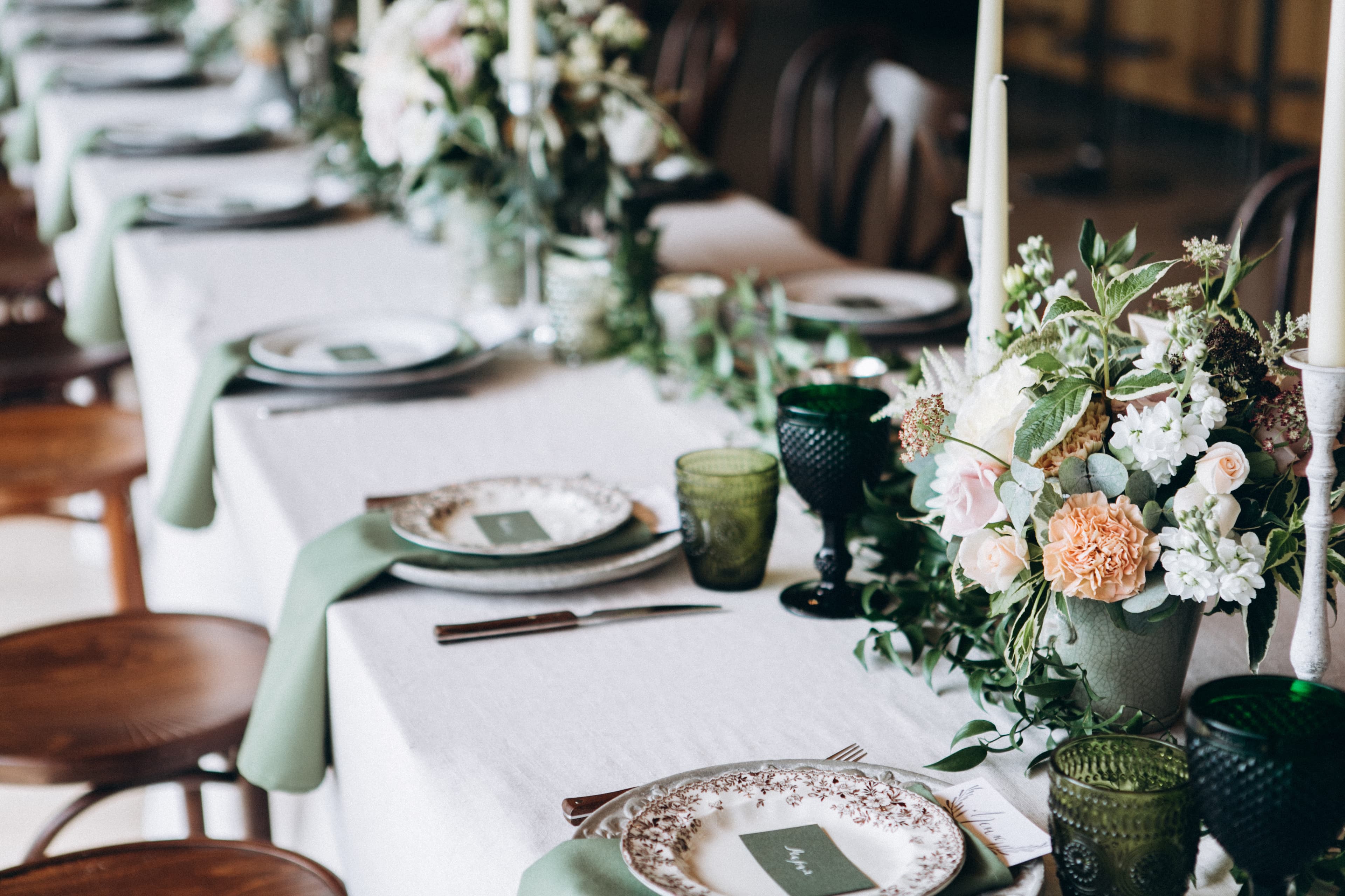 M Garden elegant wedding table setting reception hall Columbia SC