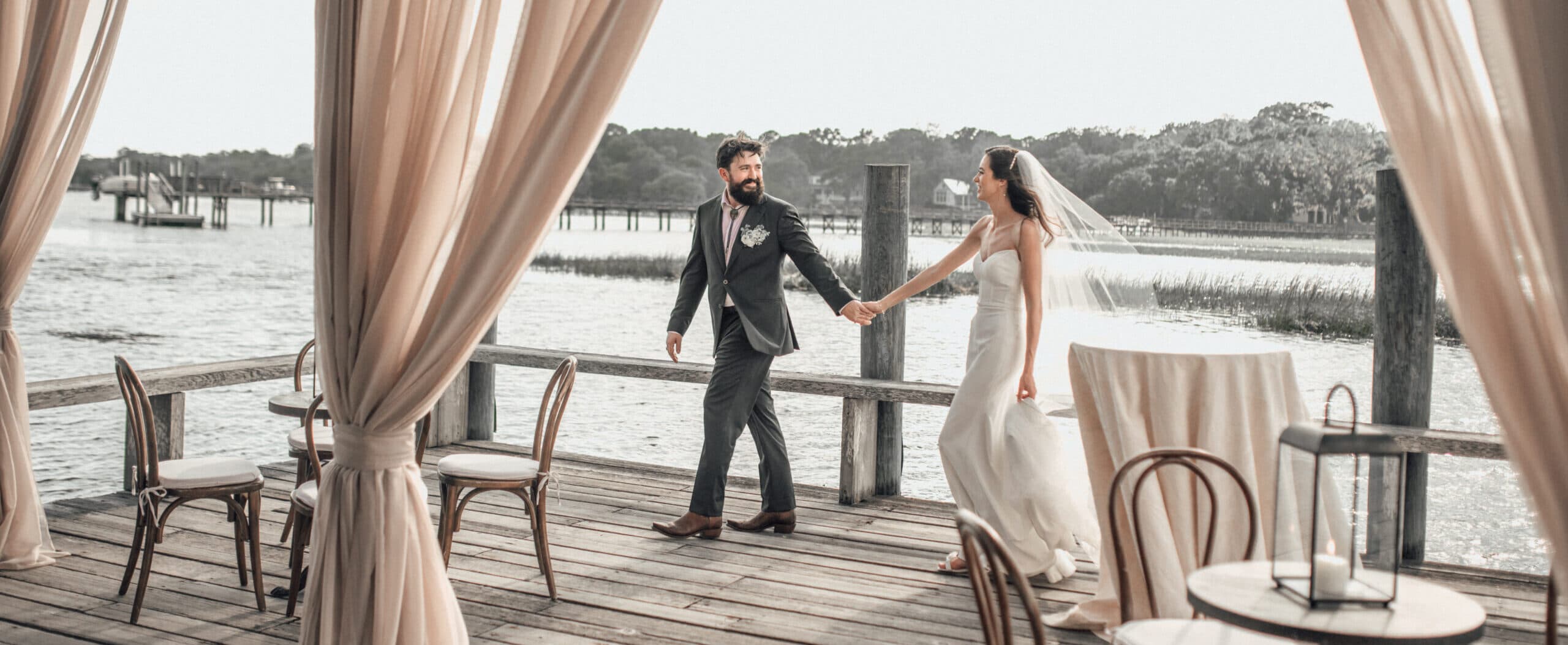 Evening reception at The Cotton Dock Boone Hall Plantation