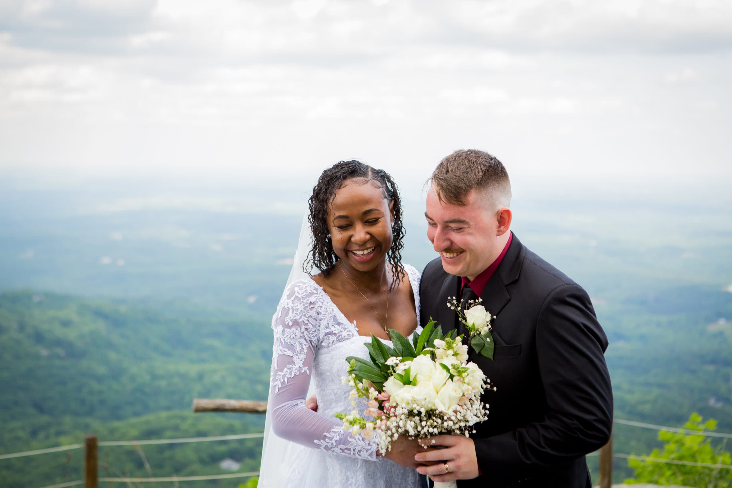 Mountain wedding ceremony in Greenville SC photographed by FamZing